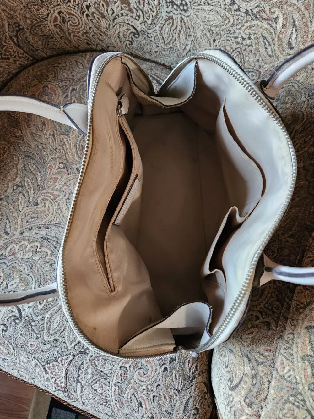 Coach pebble leather large Bleecker Preston satchel Beige Buffalo no strap